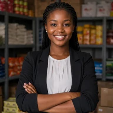 Portrait of a Nigerian merchant smiling in her retail store